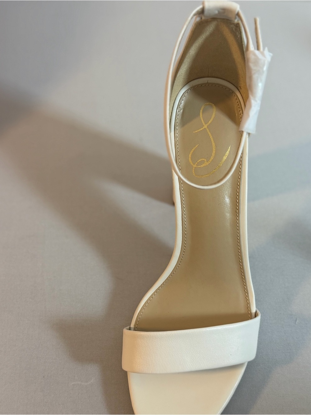 Sam Edelman Cream Ankle-Strap Single-Band Heel